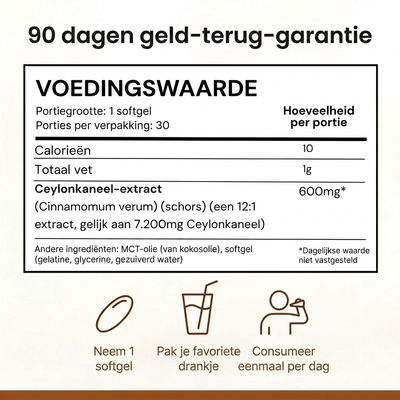 Ceylonkaneel 7200 mg Equivalent met MCT-olie